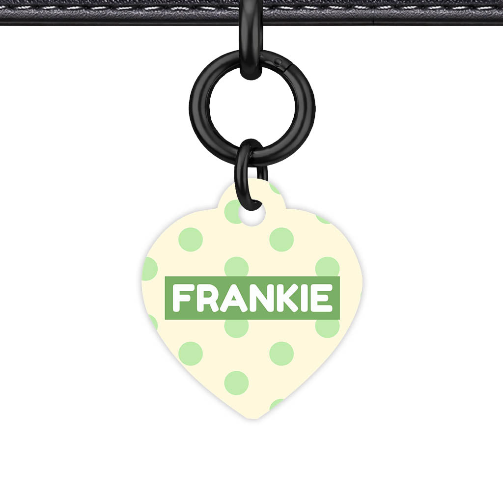 Green and Yellow Polka QR Smart Pet Id Tag Tag (Dog Tag & Cat Tag)