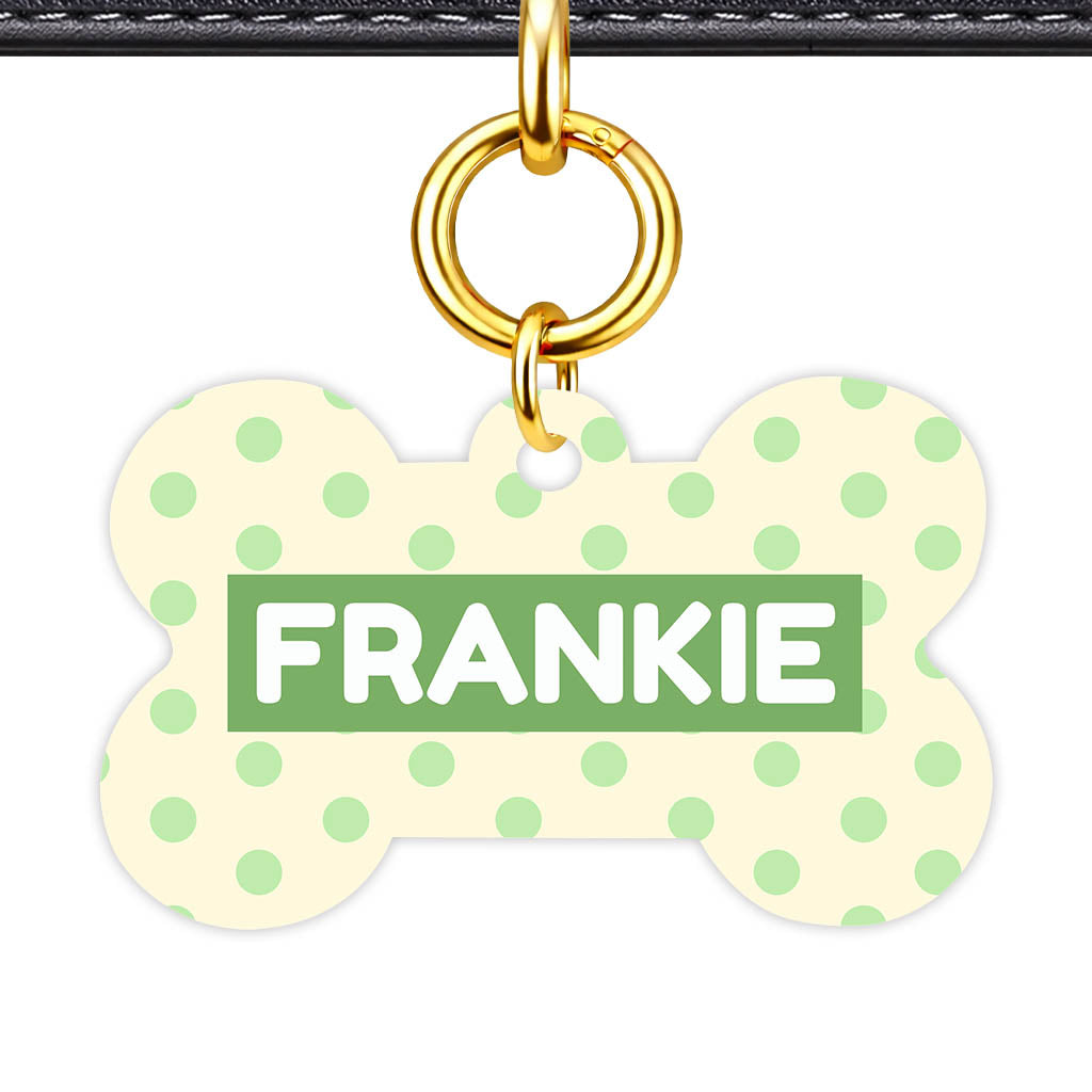 Green and Yellow Polka Classic Pet ID Tag (Dog Tag & Cat Tag)