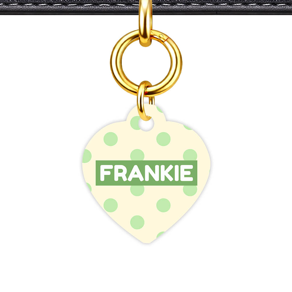 Patterns Dog Tag Gold QR Smart Vol 6 | 5 Designs | Heart Bone Circle | Pet ID Tag - Qr Smart Id Unique Green And Yellow Polka Qr Smart Pet Id Dog Tag And Cat Tag Pattern 0108