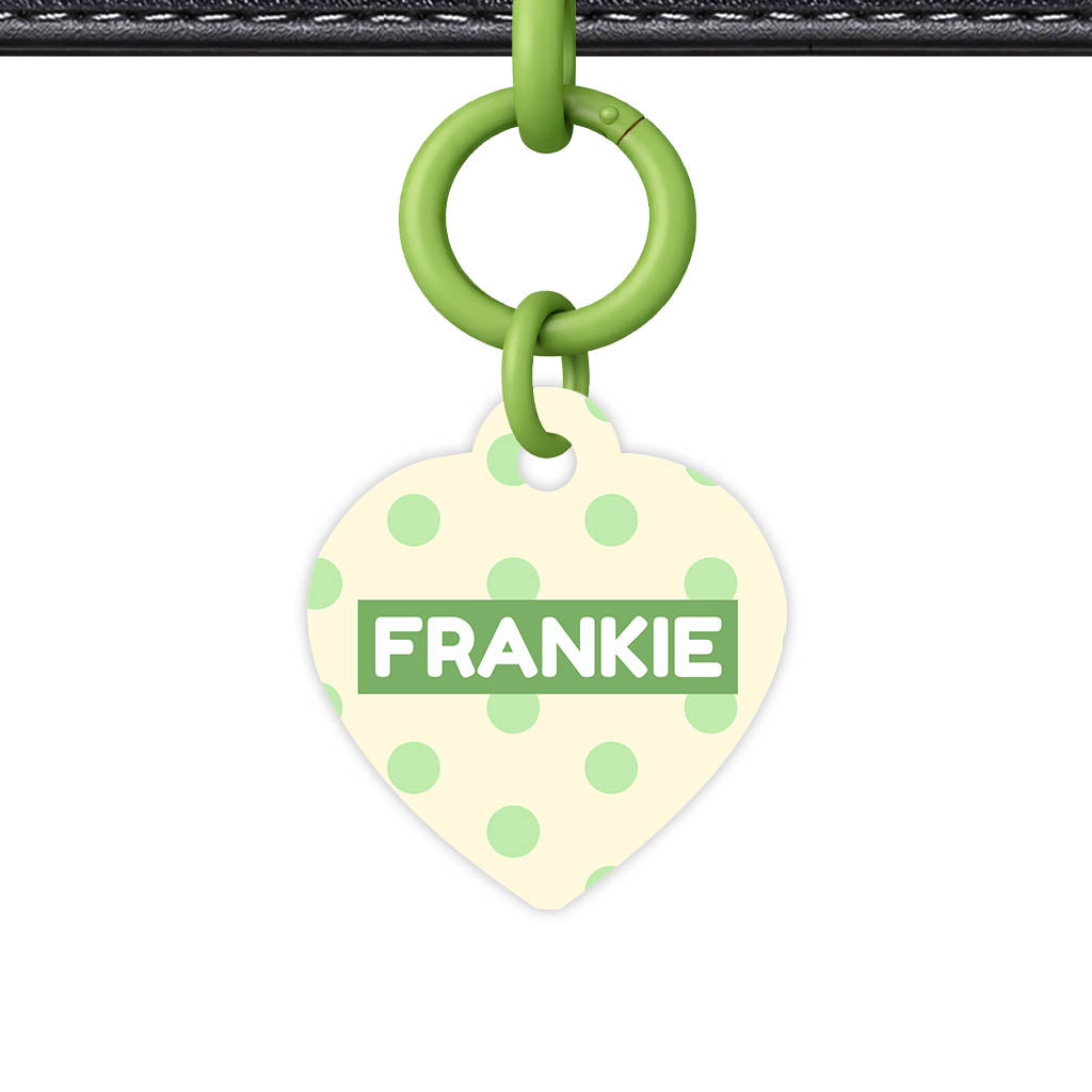 Green and Yellow Polka QR Smart Pet Id Tag Tag (Dog Tag & Cat Tag)