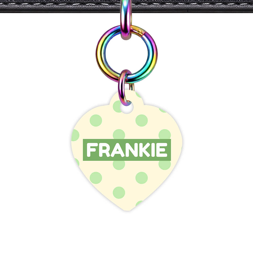 Green and Yellow Polka QR Smart Pet Id Tag Tag (Dog Tag & Cat Tag)