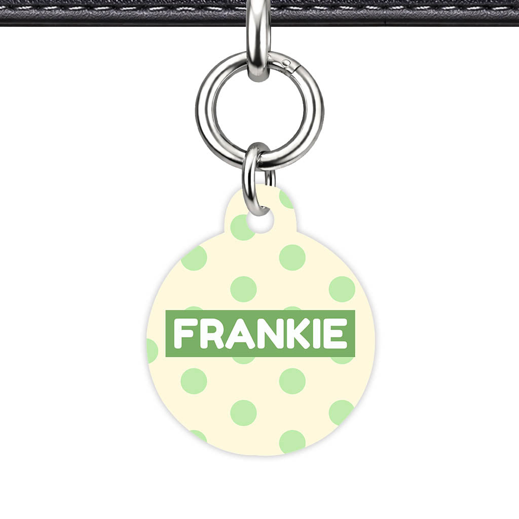 Green and Yellow Polka QR Smart Pet Id Tag Tag (Dog Tag & Cat Tag)