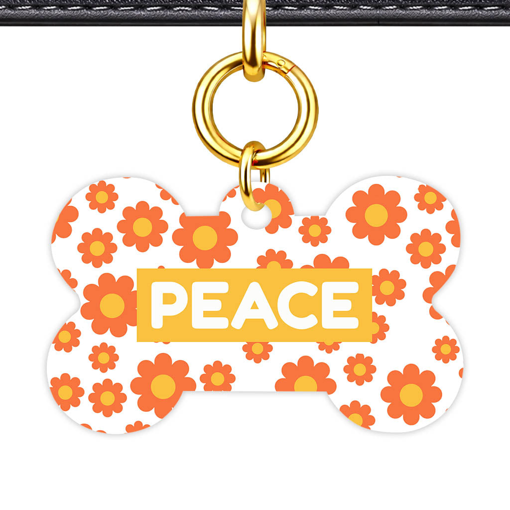 Orange Daisies QR Smart Pet Id Tag Tag (Dog Tag & Cat Tag)
