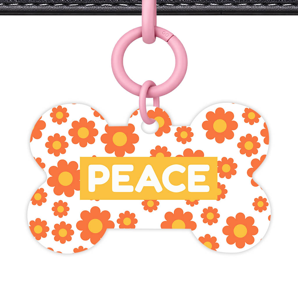 Orange Daisies QR Smart Pet Id Tag Tag (Dog Tag & Cat Tag)