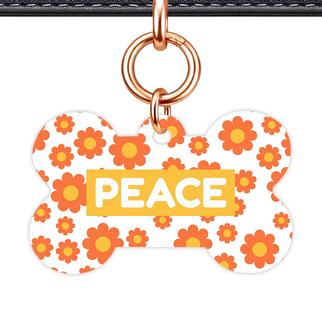 Orange Daisies QR Smart Pet Id Tag Tag (Dog Tag & Cat Tag)
