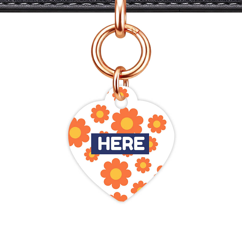 Orange Daisies QR Smart Pet Id Tag Tag (Dog Tag & Cat Tag)
