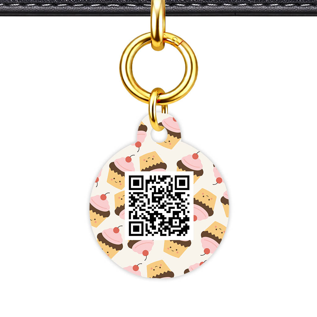 Cupcakes in Pink QR Smart Pet Id Tag Tag (Dog Tag & Cat Tag)
