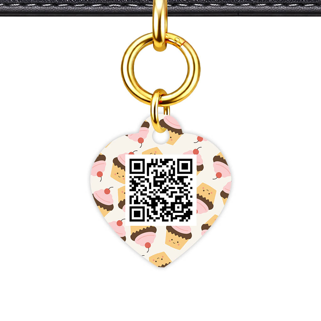 Cupcakes in Pink QR Smart Pet Id Tag Tag (Dog Tag & Cat Tag)