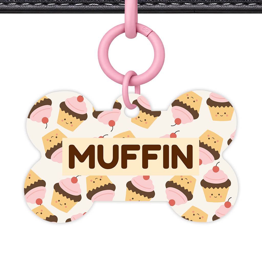Cupcakes in Pink QR Smart Pet Id Tag Tag (Dog Tag & Cat Tag)