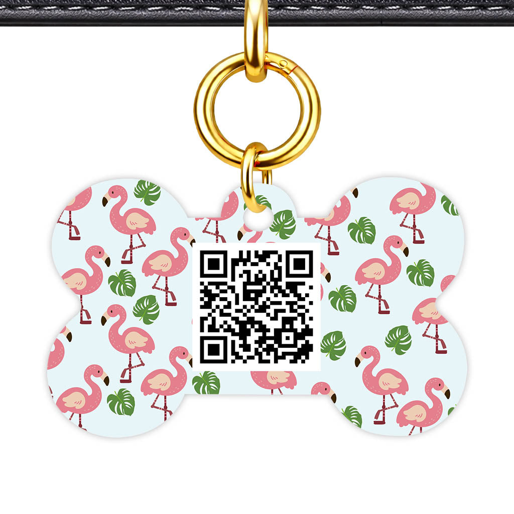 Paradise Flamingo QR Smart Pet Id Tag Tag (Dog Tag & Cat Tag)