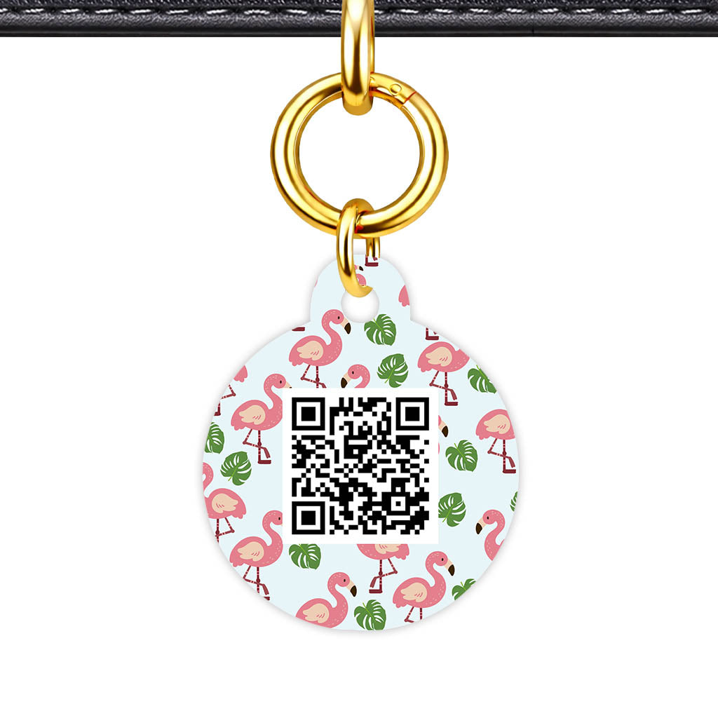 Paradise Flamingo QR Smart Pet Id Tag Tag (Dog Tag & Cat Tag)