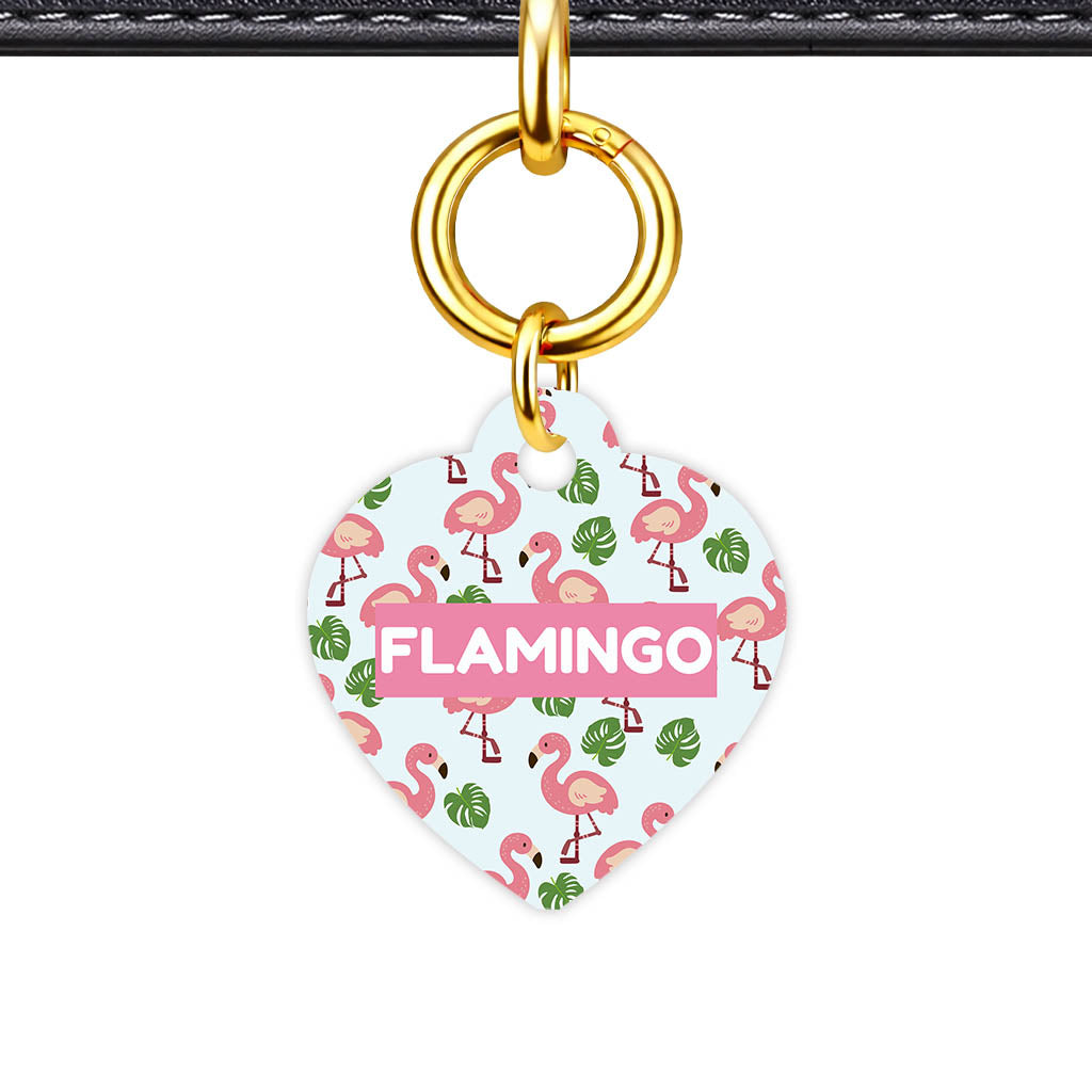 Tropical Dog Tag Gold QR Smart Vol 1 | 5 Designs | Heart Bone Circle | Pet ID Tag - Qr Smart Id Unique Paradise Flamingo Qr Smart Pet Id Dog Tag And Cat Tag Pattern 0115