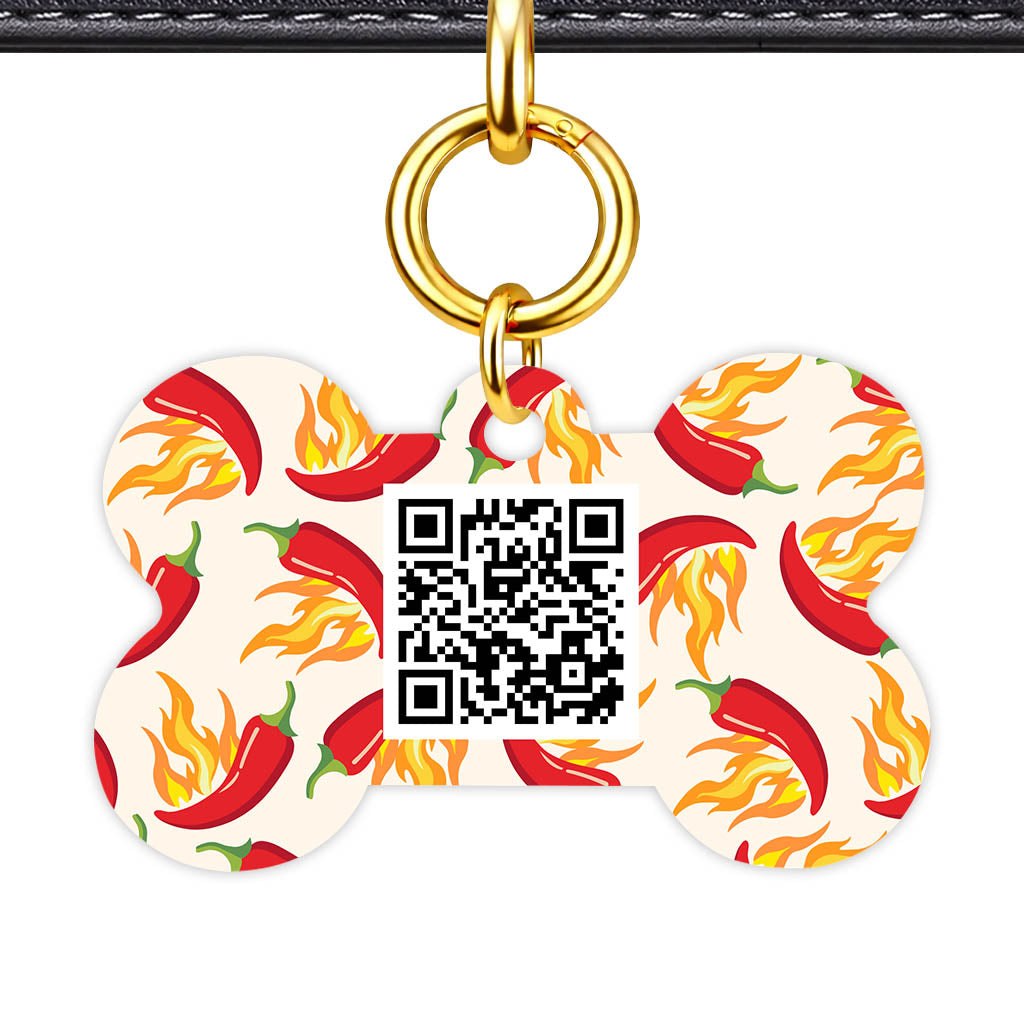 Flaming chillis QR Smart Pet Id Tag Tag (Dog Tag & Cat Tag)