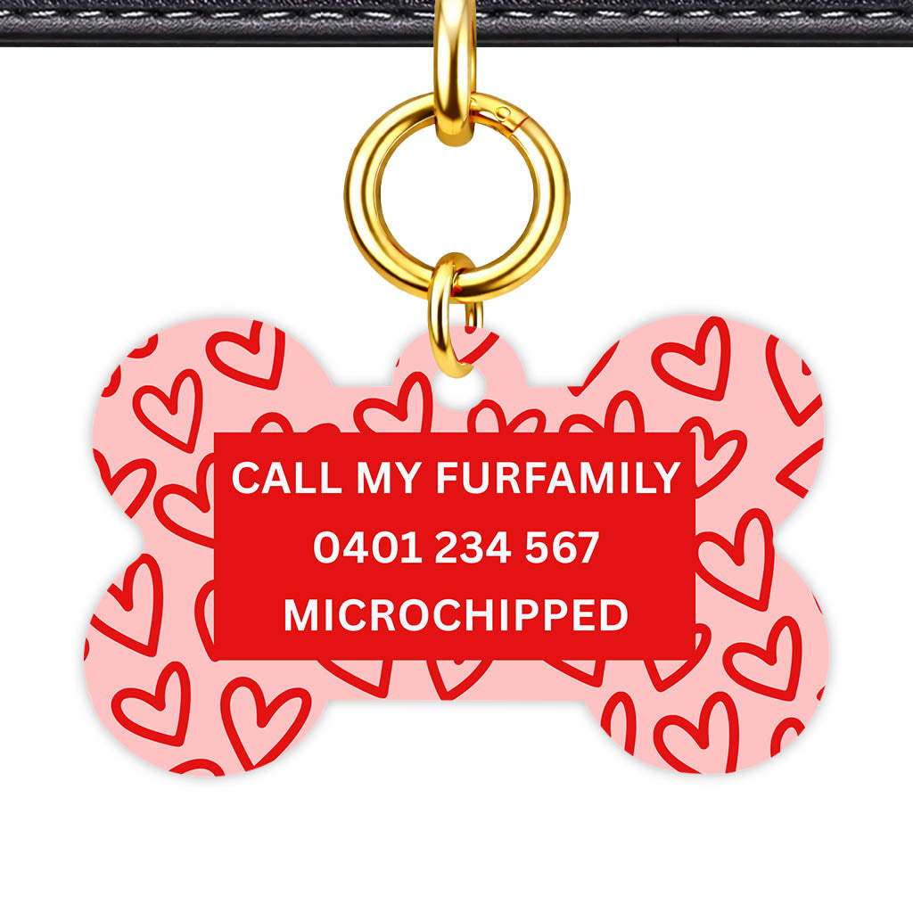 Hearts on Pink Classic Pet ID Tag (Dog Tag & Cat Tag)