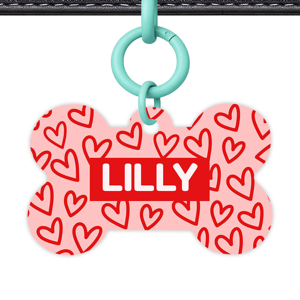 Hearts on Pink QR Smart Pet Id Tag Tag (Dog Tag & Cat Tag)