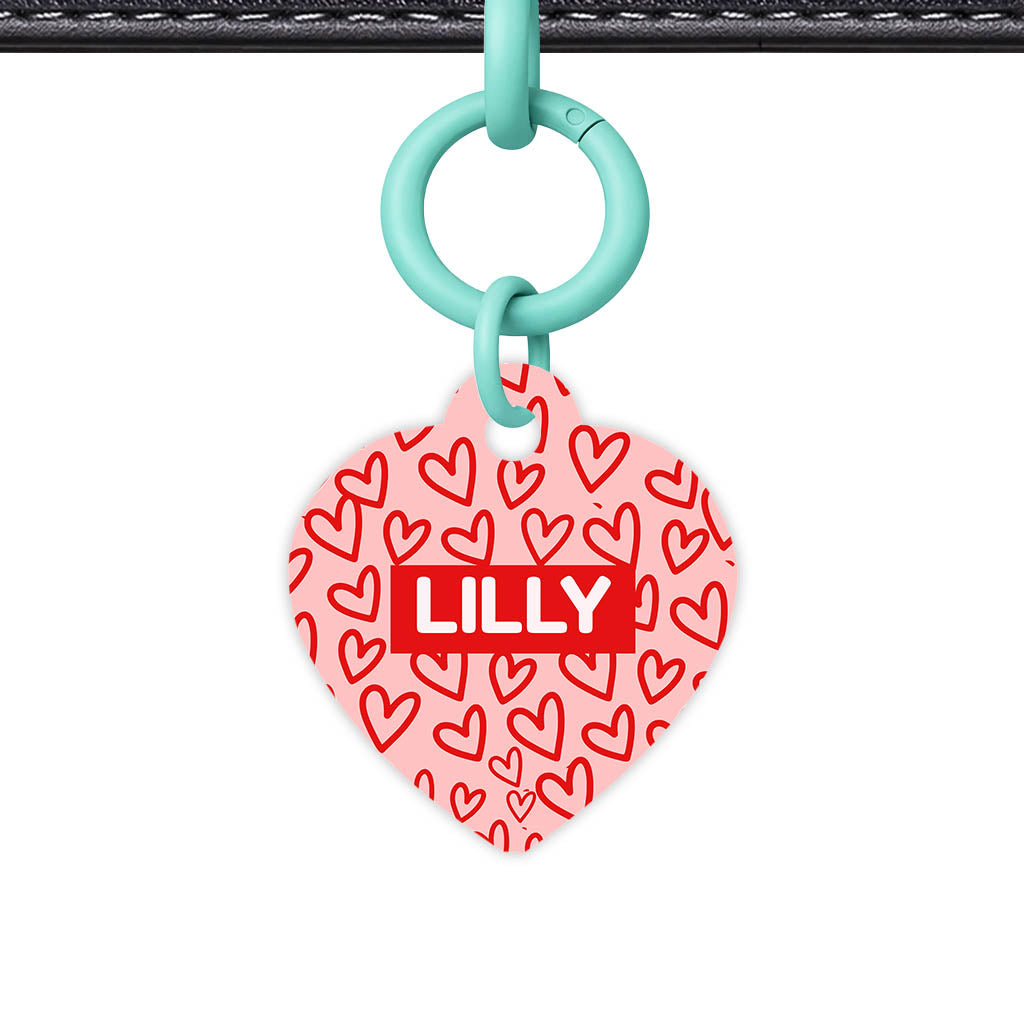 Hearts on Pink QR Smart Pet Id Tag Tag (Dog Tag & Cat Tag)