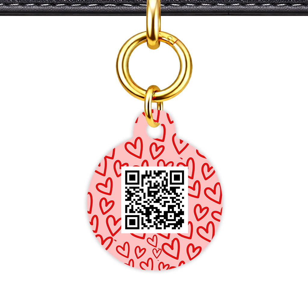 Hearts on Pink QR Smart Pet Id Tag Tag (Dog Tag & Cat Tag)