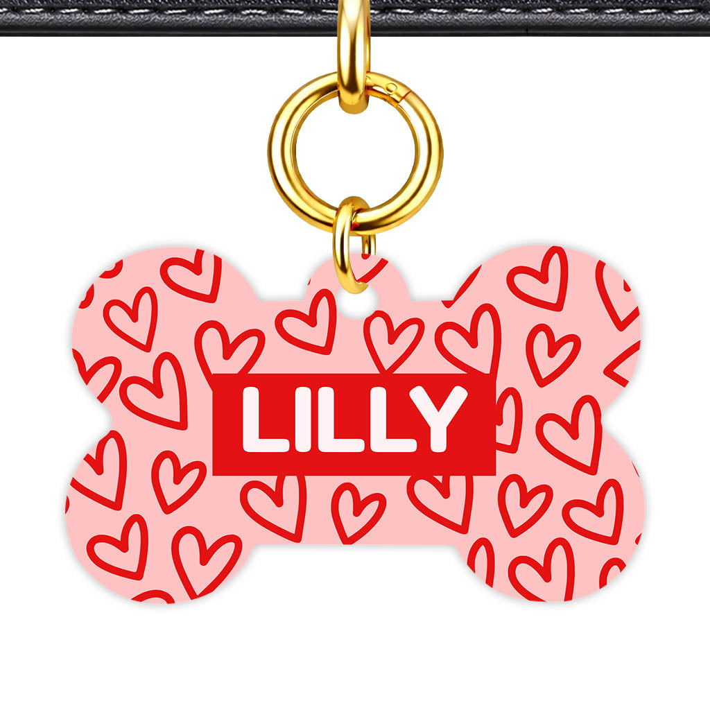 Hearts on Pink QR Smart Pet Id Tag Tag (Dog Tag & Cat Tag)