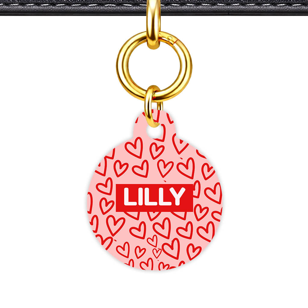 Hearts on Pink QR Smart Pet Id Tag Tag (Dog Tag & Cat Tag)