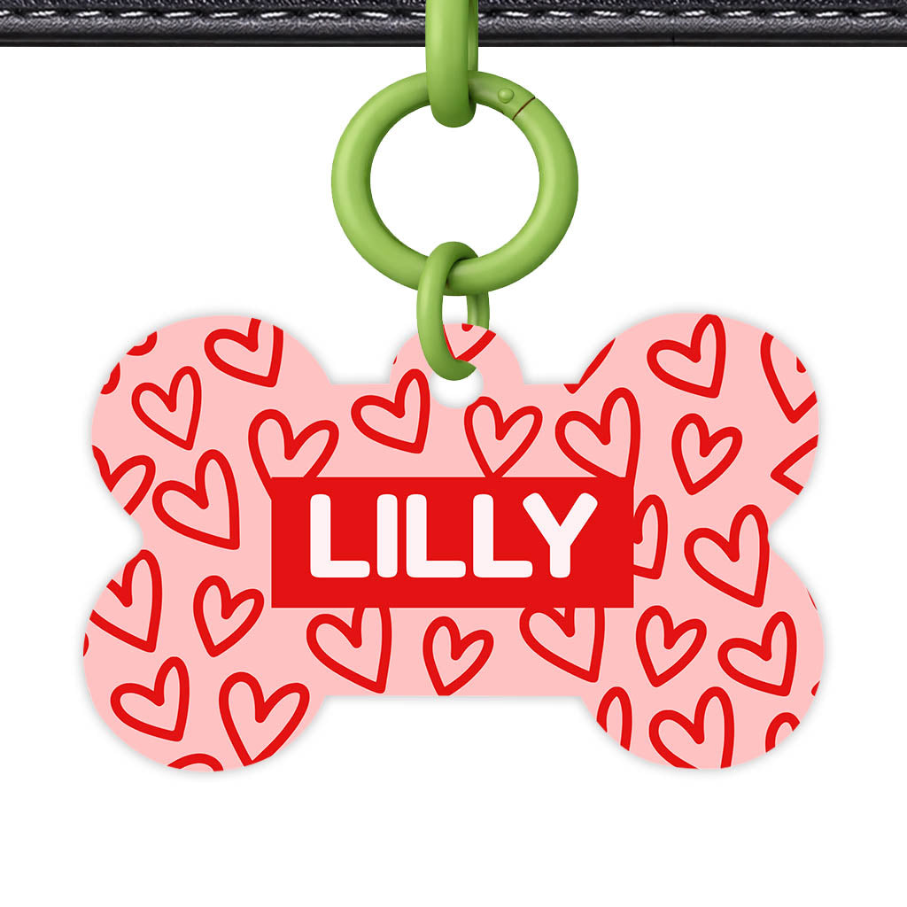 Hearts on Pink QR Smart Pet Id Tag Tag (Dog Tag & Cat Tag)