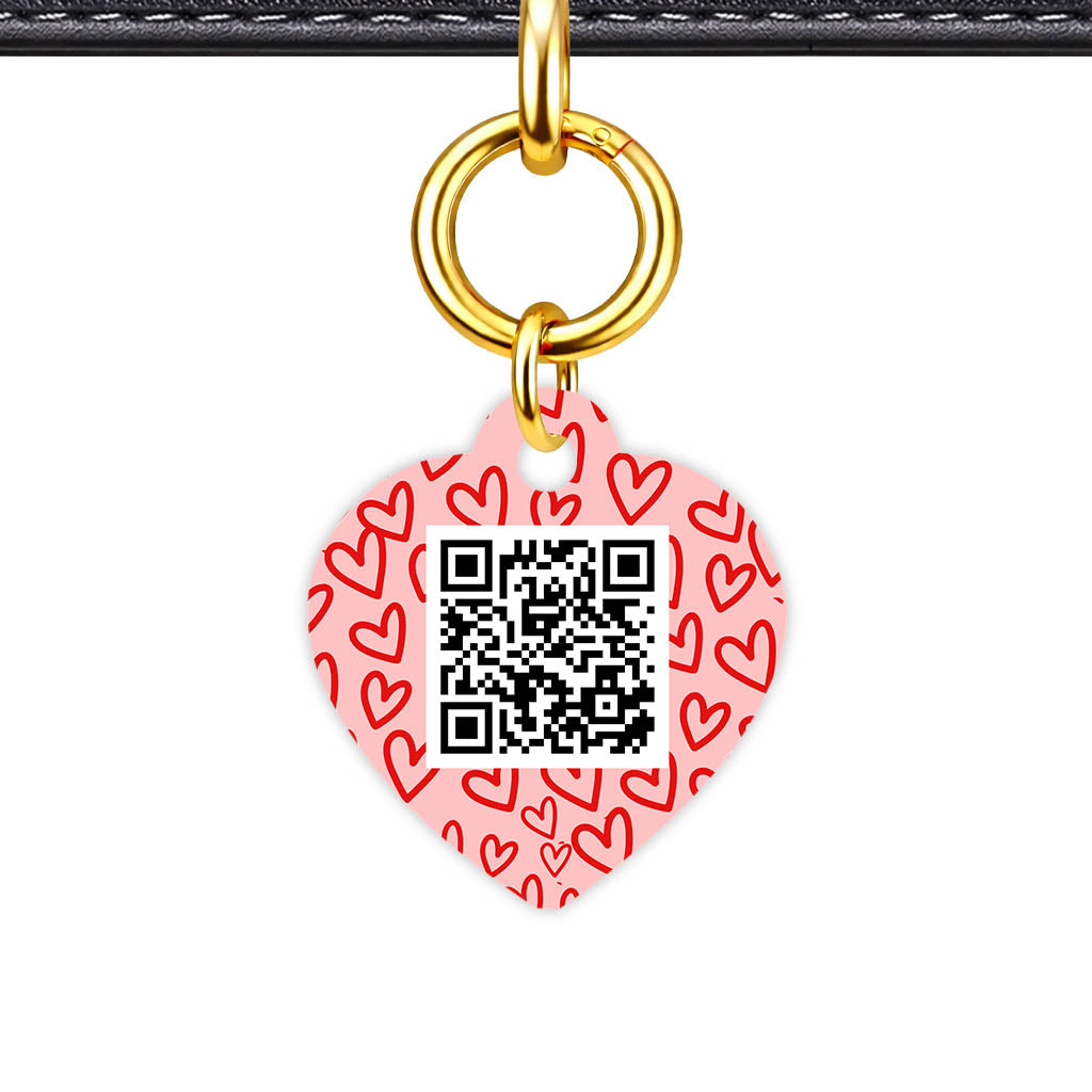 Hearts on Pink QR Smart Pet Id Tag Tag (Dog Tag & Cat Tag)