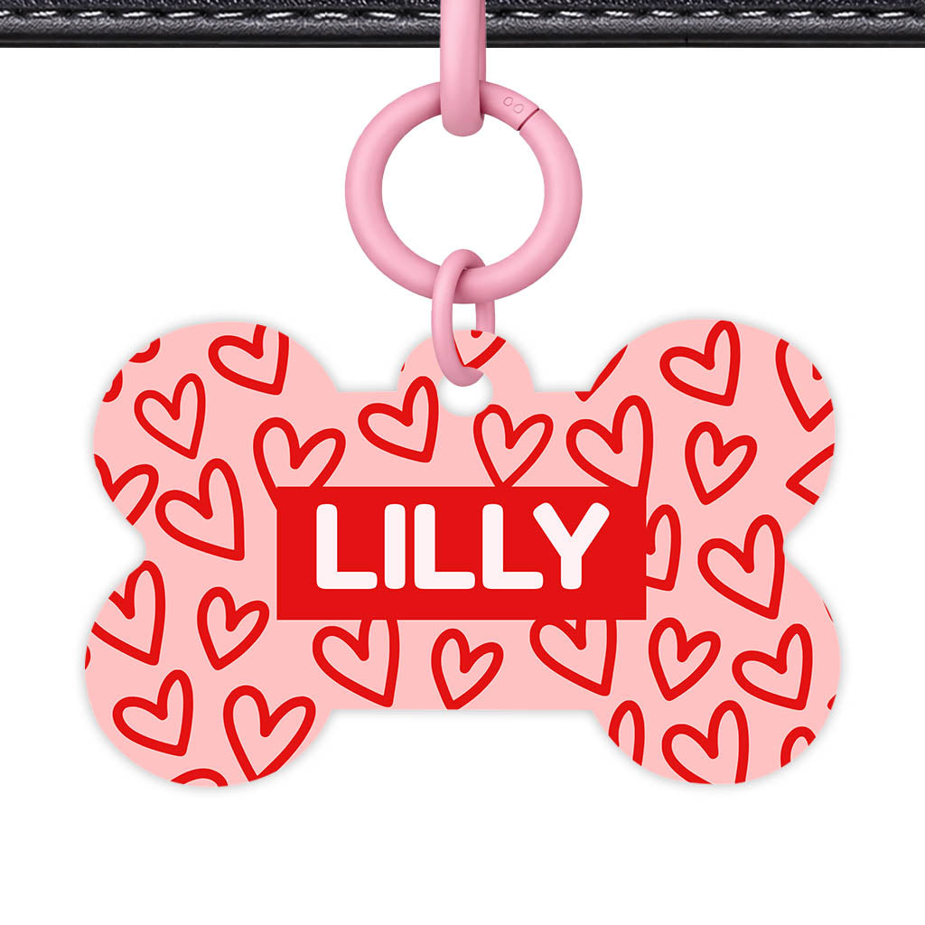 Hearts on Pink Classic Pet ID Tag (Dog Tag & Cat Tag)
