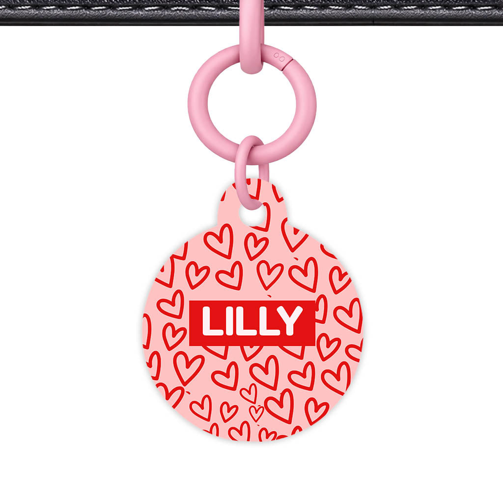 Hearts on Pink QR Smart Pet Id Tag Tag (Dog Tag & Cat Tag)