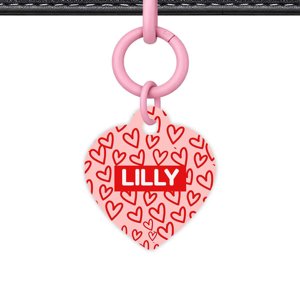 Hearts on Pink QR Smart Pet Id Tag Tag (Dog Tag & Cat Tag)