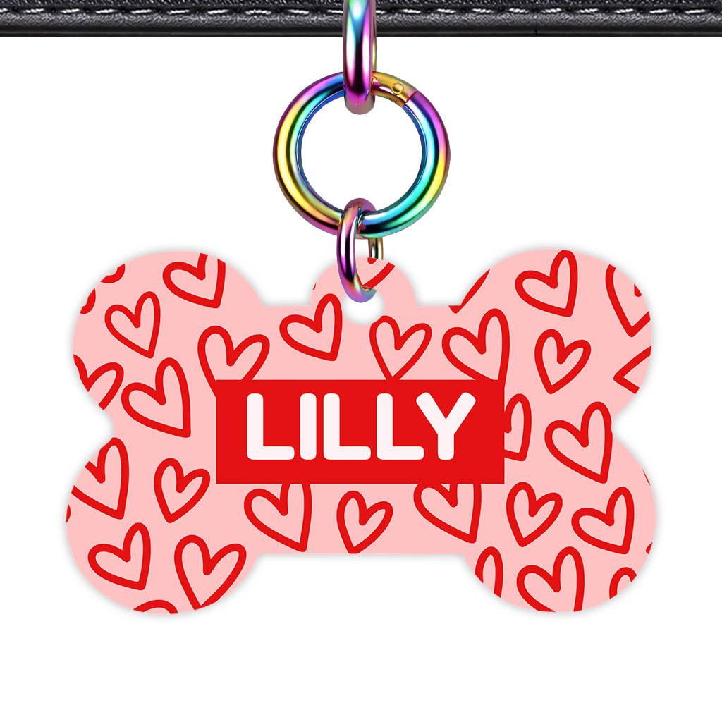 Hearts on Pink QR Smart Pet Id Tag Tag (Dog Tag & Cat Tag)