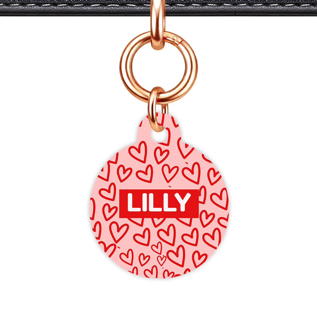 Hearts on Pink QR Smart Pet Id Tag Tag (Dog Tag & Cat Tag)