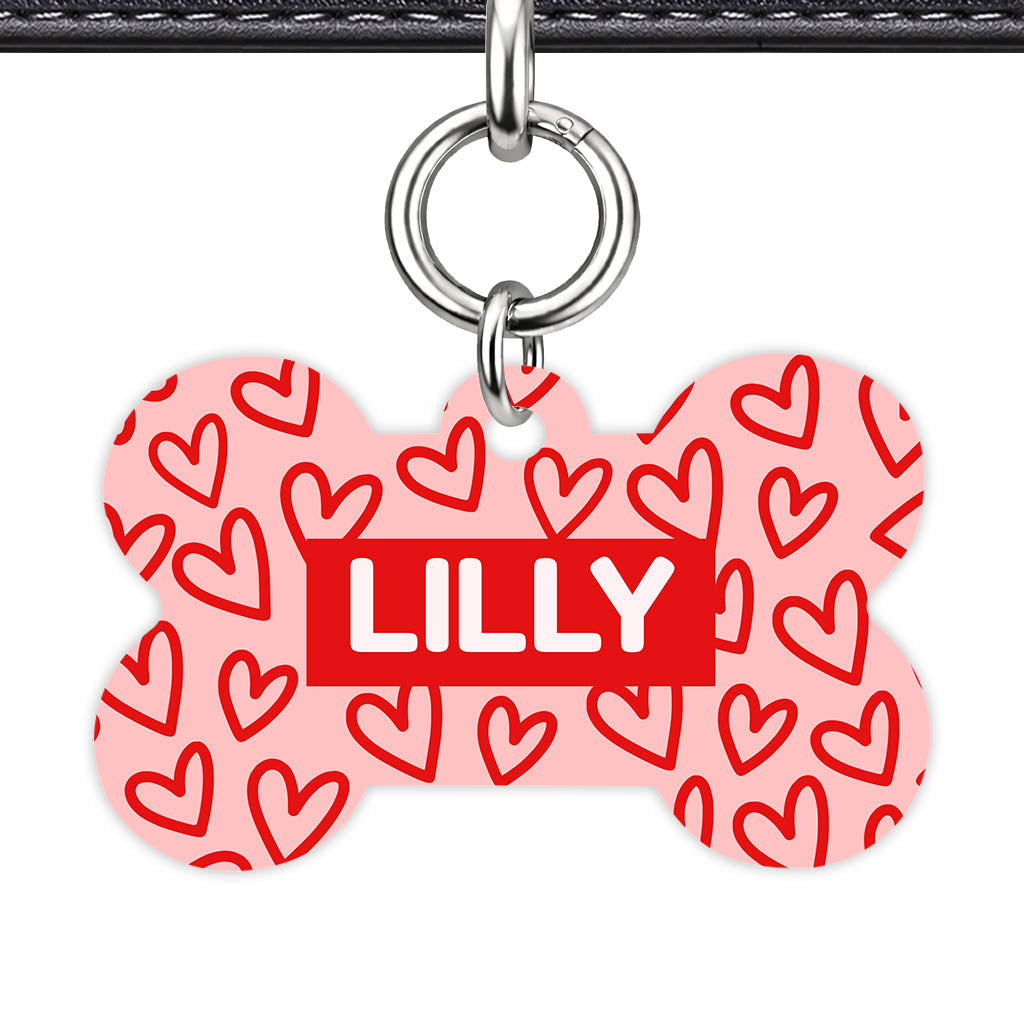 Hearts on Pink QR Smart Pet Id Tag Tag (Dog Tag & Cat Tag)