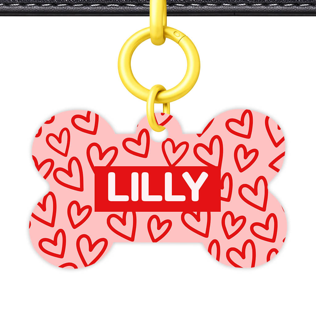 Hearts on Pink QR Smart Pet Id Tag Tag (Dog Tag & Cat Tag)