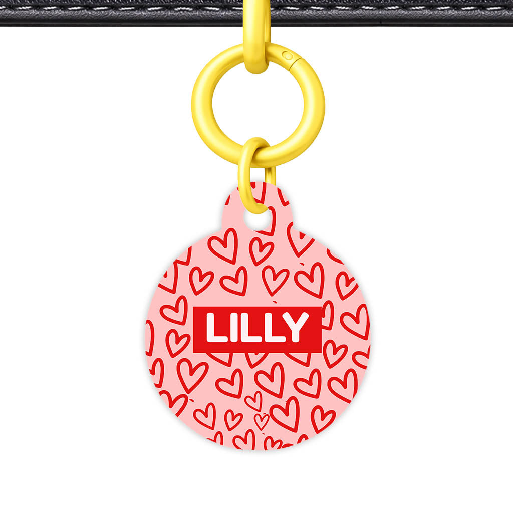 Hearts on Pink QR Smart Pet Id Tag Tag (Dog Tag & Cat Tag)