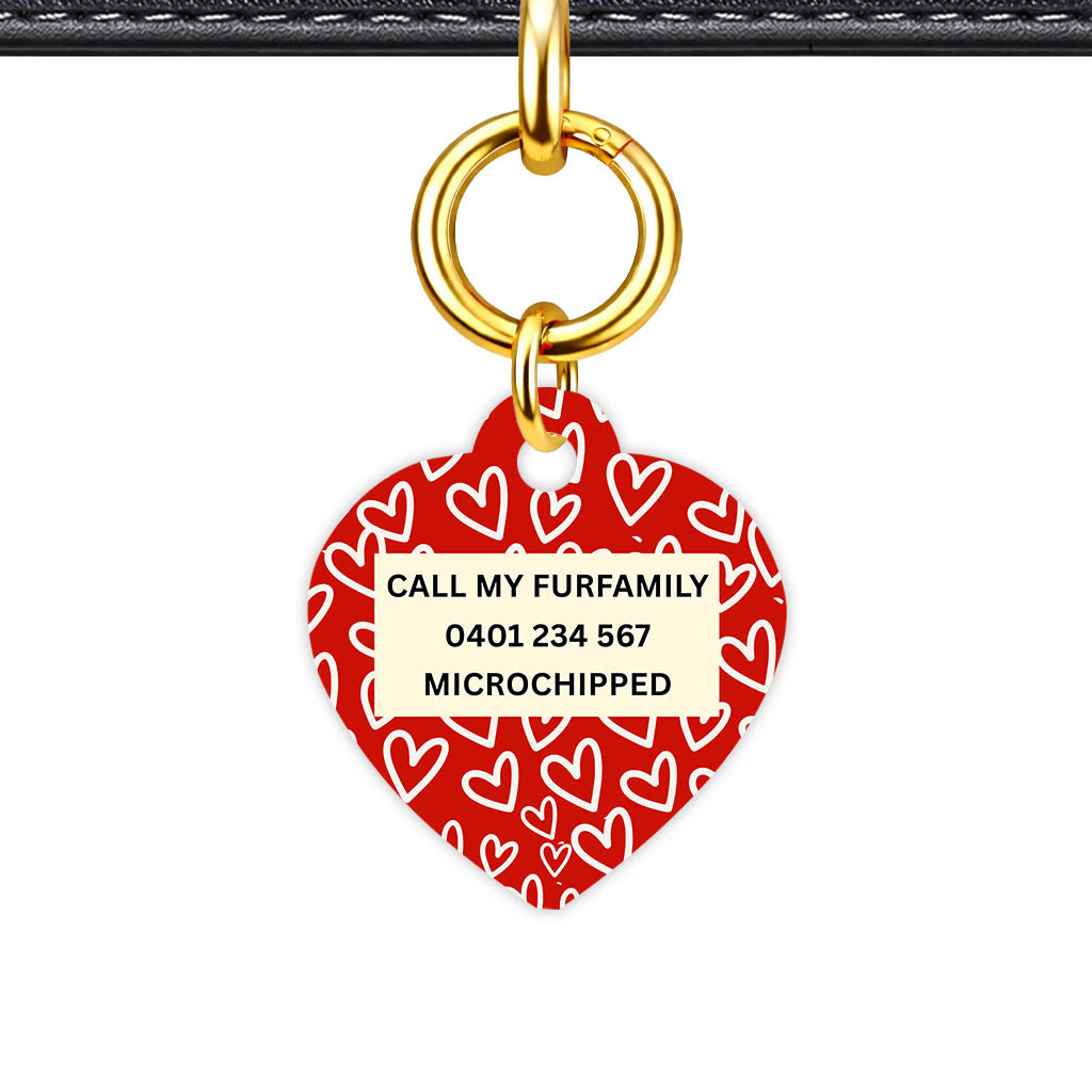 Hearts on Red Classic Pet ID Tag (Dog Tag & Cat Tag)