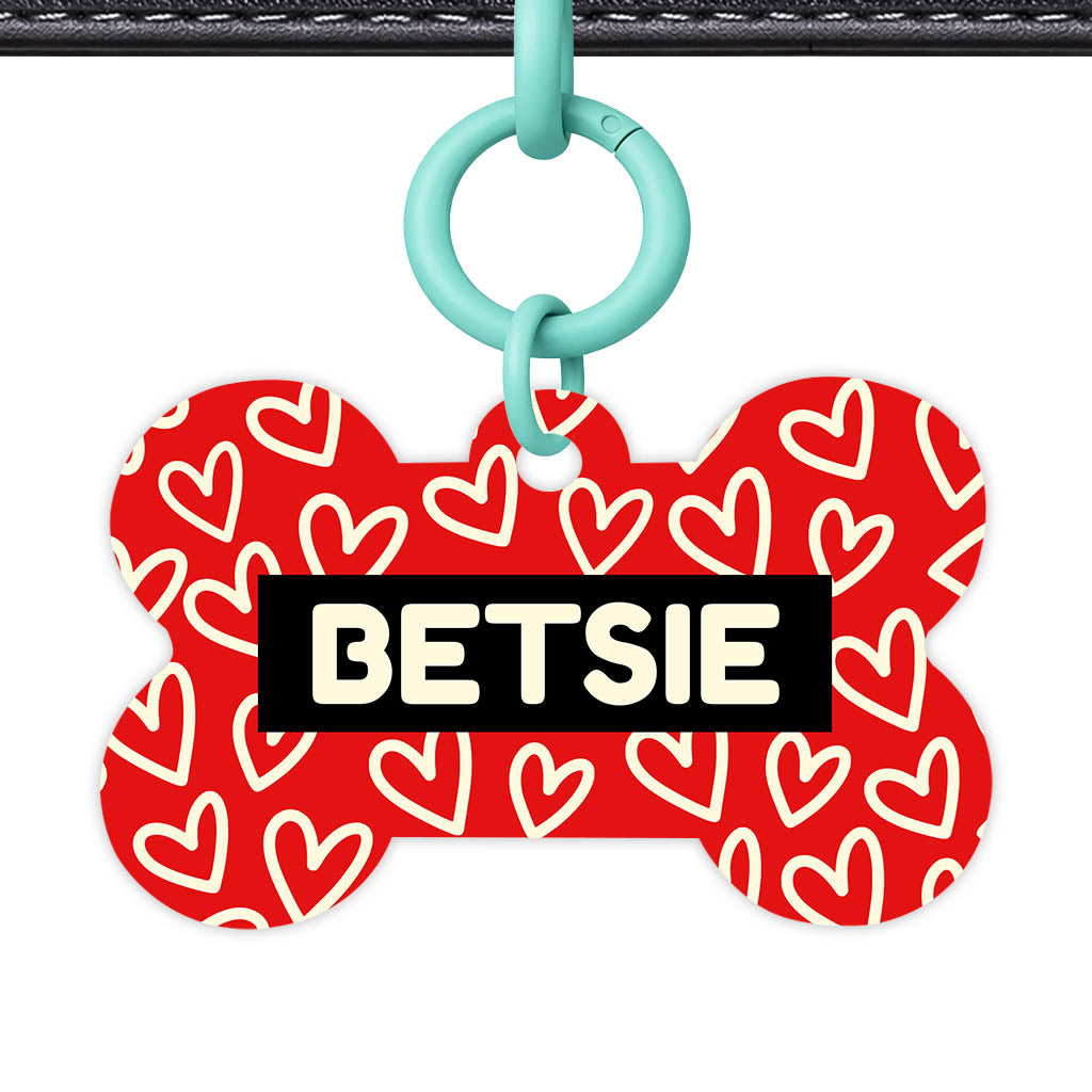 Hearts on Red Classic Pet ID Tag (Dog Tag & Cat Tag)