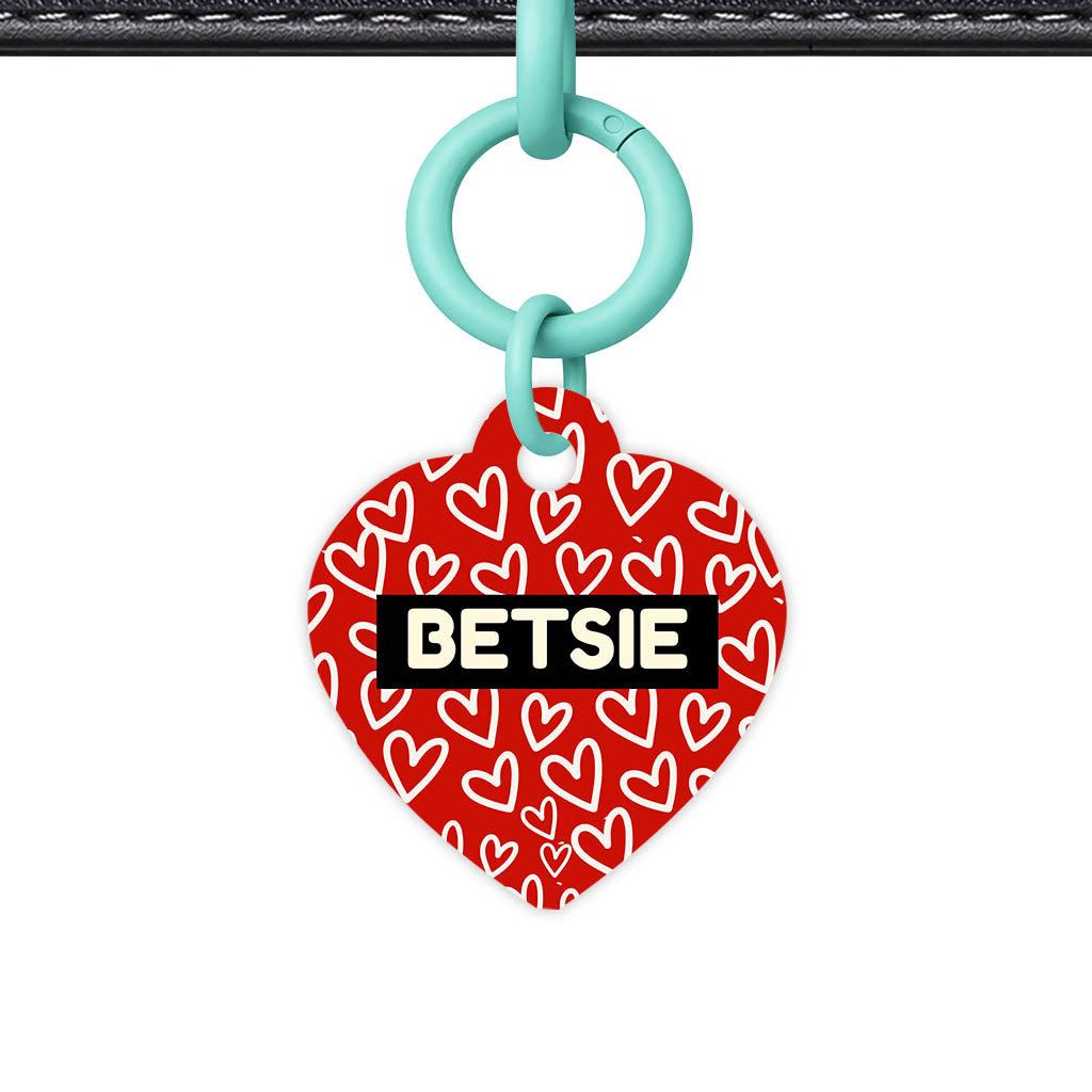 Hearts on Red Classic Pet ID Tag (Dog Tag & Cat Tag)