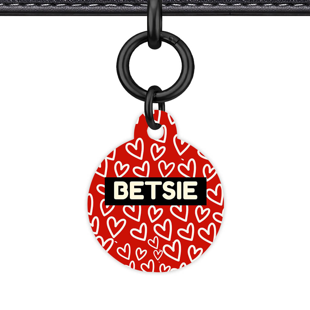 Hearts on Red Classic Pet ID Tag (Dog Tag & Cat Tag)