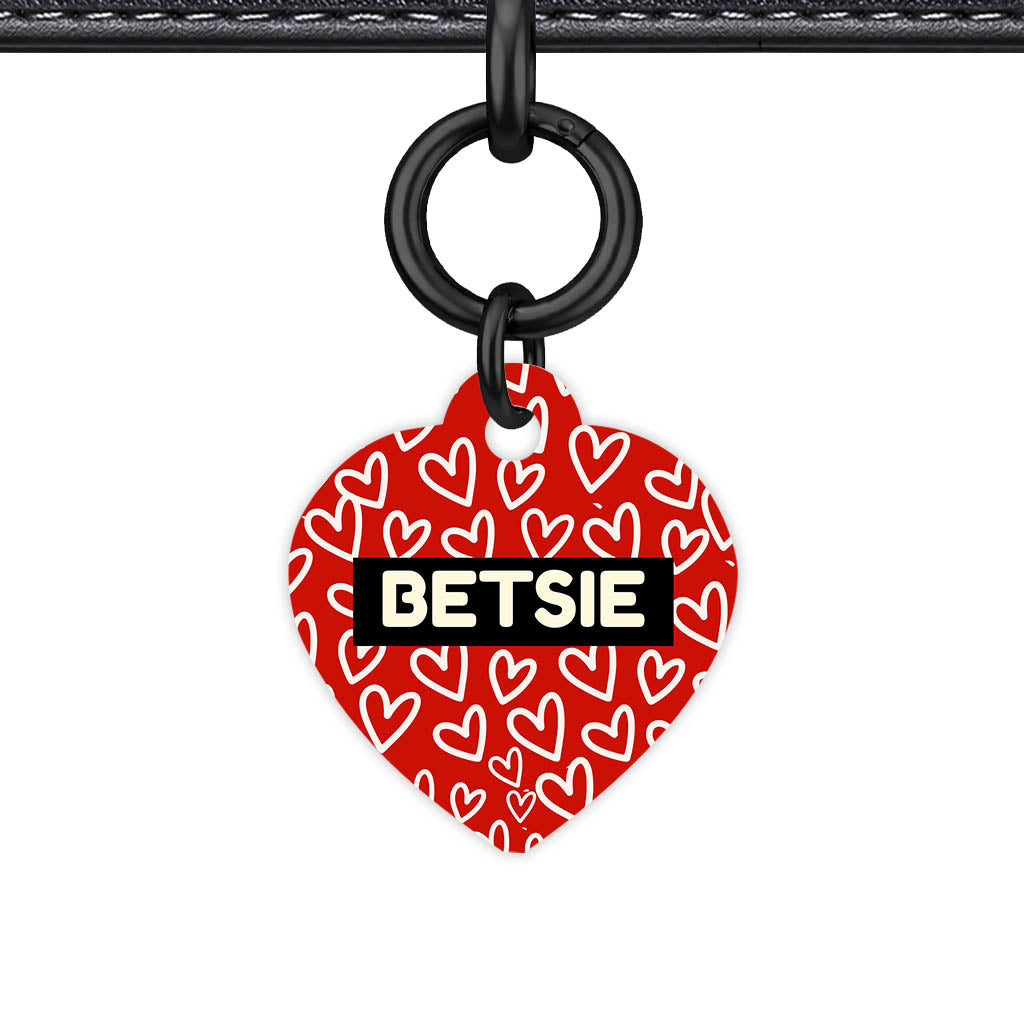 Hearts on Red QR Smart Pet Id Tag Tag (Dog Tag & Cat Tag)
