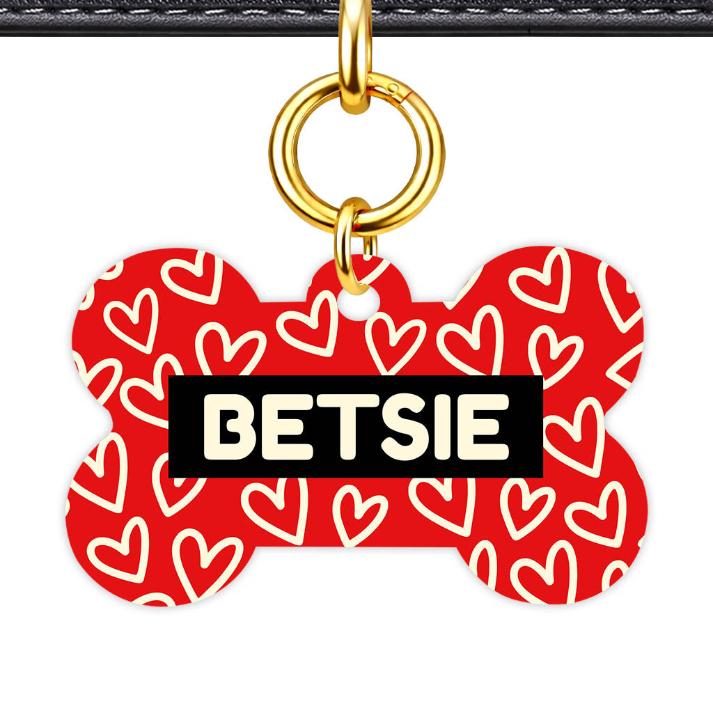 Hearts on Red Classic Pet ID Tag (Dog Tag & Cat Tag)