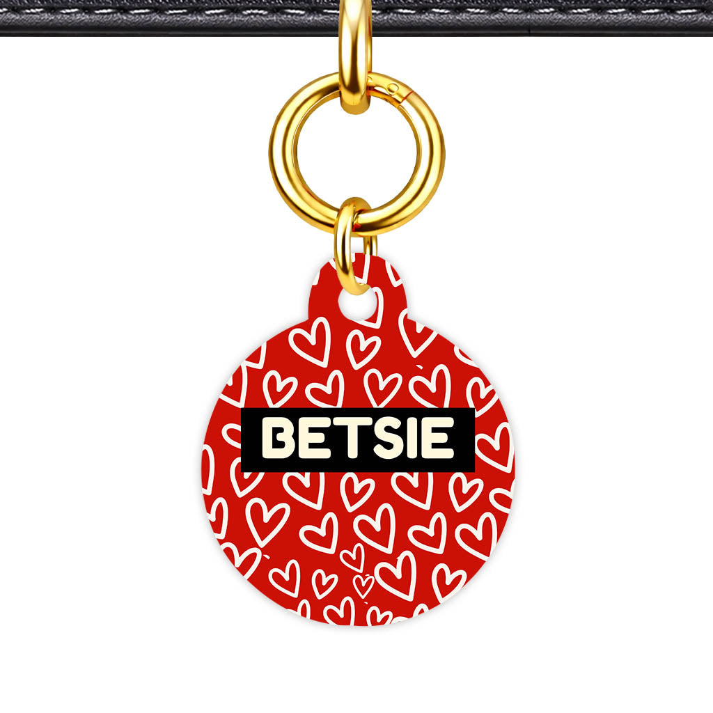 Hearts on Red QR Smart Pet Id Tag Tag (Dog Tag & Cat Tag)