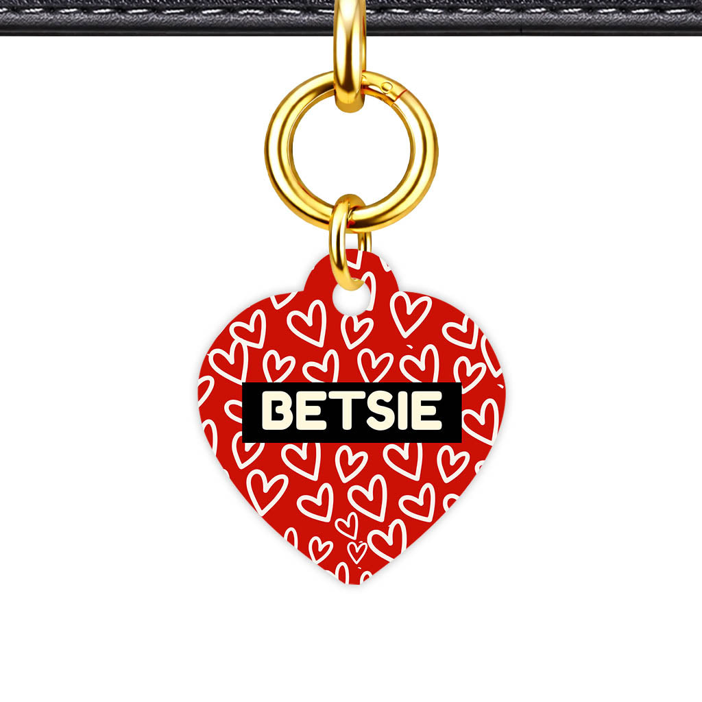 Patterns Dog Tag Gold QR Smart Vol 8 | 5 Designs | Heart Bone Circle | Pet ID Tag - Qr Smart Id Unique Hearts On Red Qr Smart Pet Id Dog Tag And Cat Tag Pattern 0123