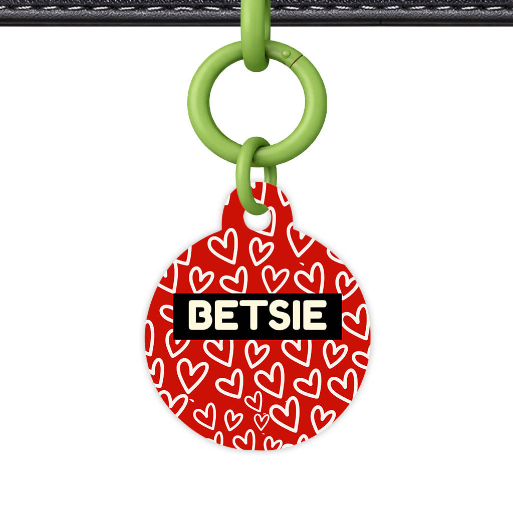 Hearts on Red Classic Pet ID Tag (Dog Tag & Cat Tag)