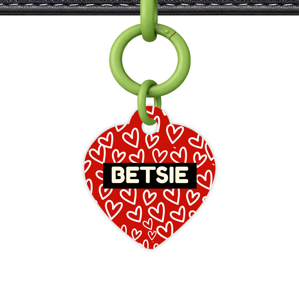 Hearts on Red QR Smart Pet Id Tag Tag (Dog Tag & Cat Tag)
