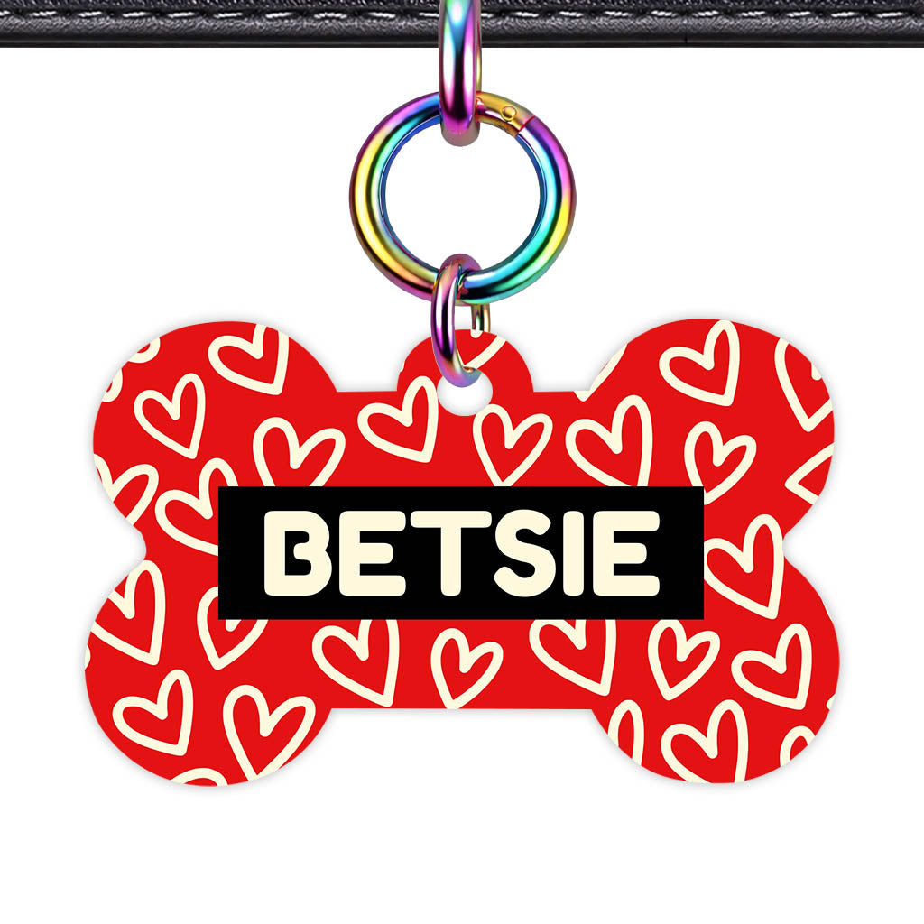 Hearts on Red Classic Pet ID Tag (Dog Tag & Cat Tag)