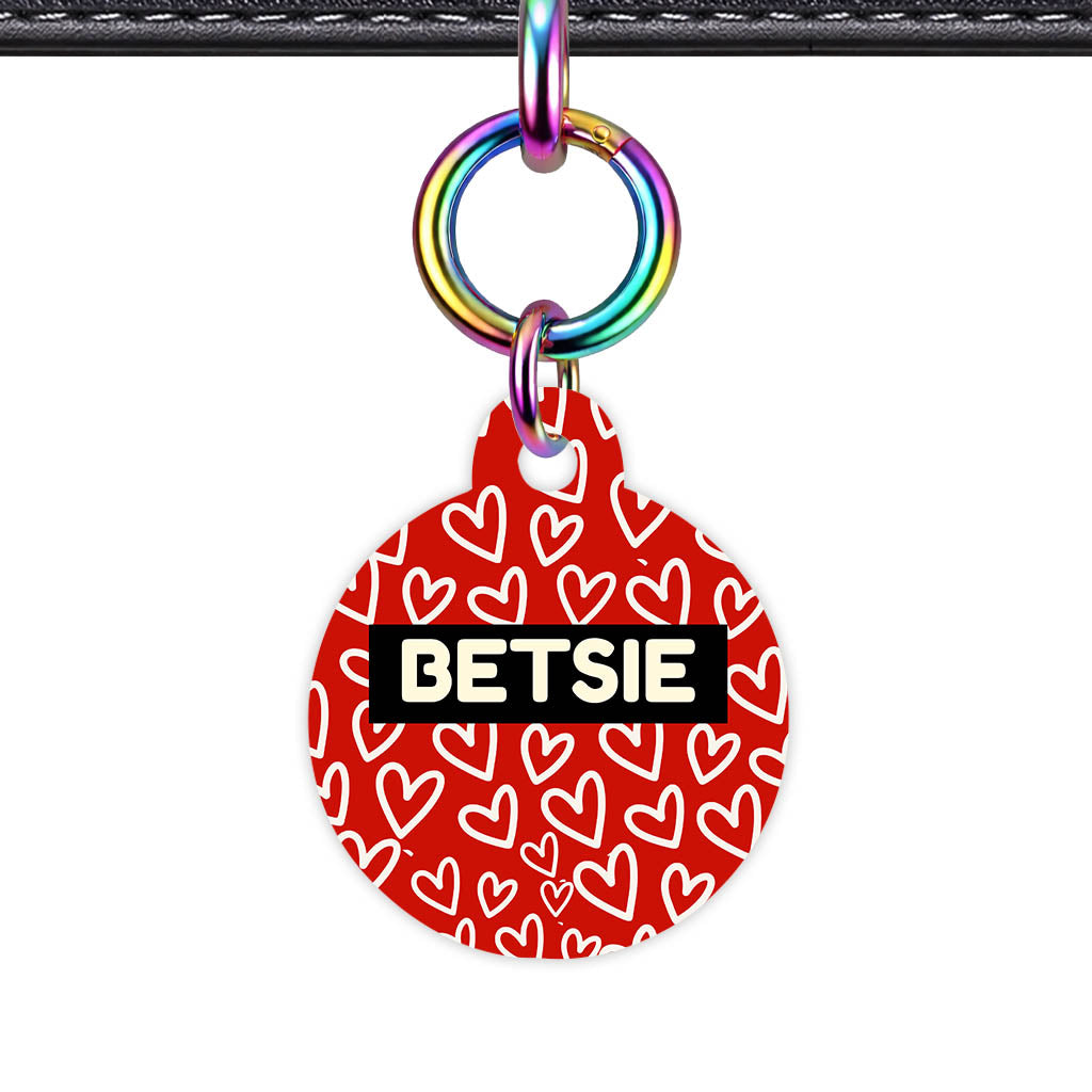 Hearts on Red Classic Pet ID Tag (Dog Tag & Cat Tag)