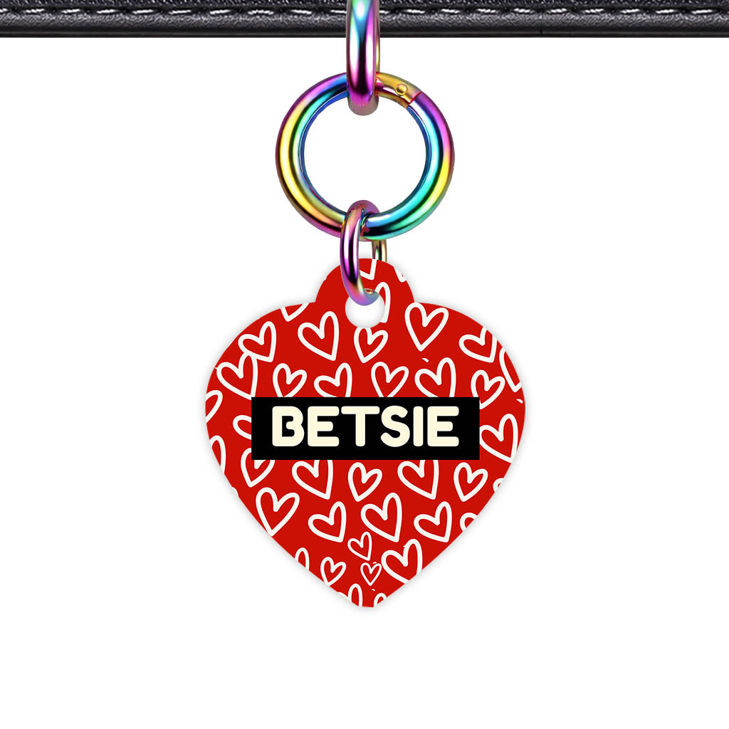 Hearts on Red Classic Pet ID Tag (Dog Tag & Cat Tag)