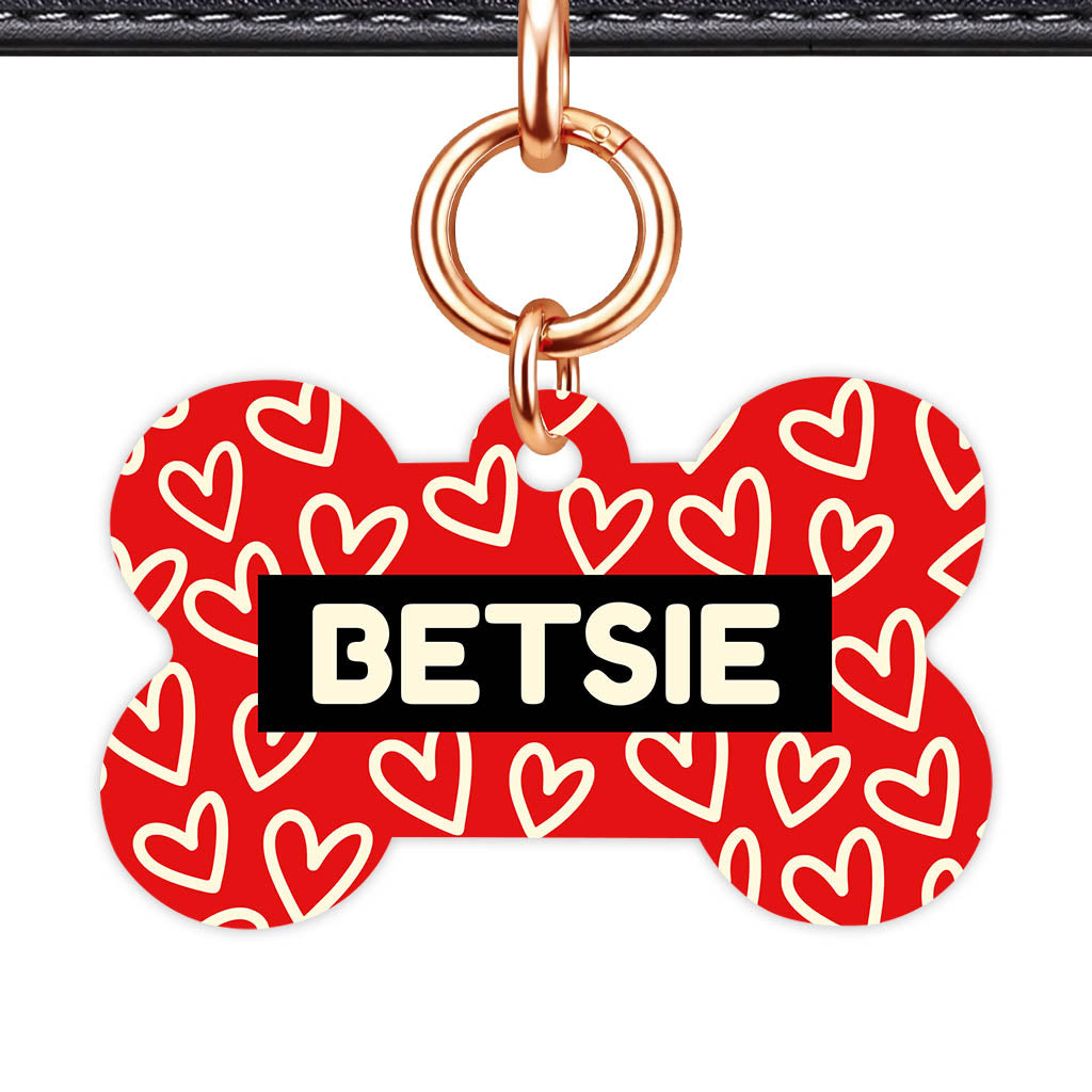 Hearts on Red Classic Pet ID Tag (Dog Tag & Cat Tag)