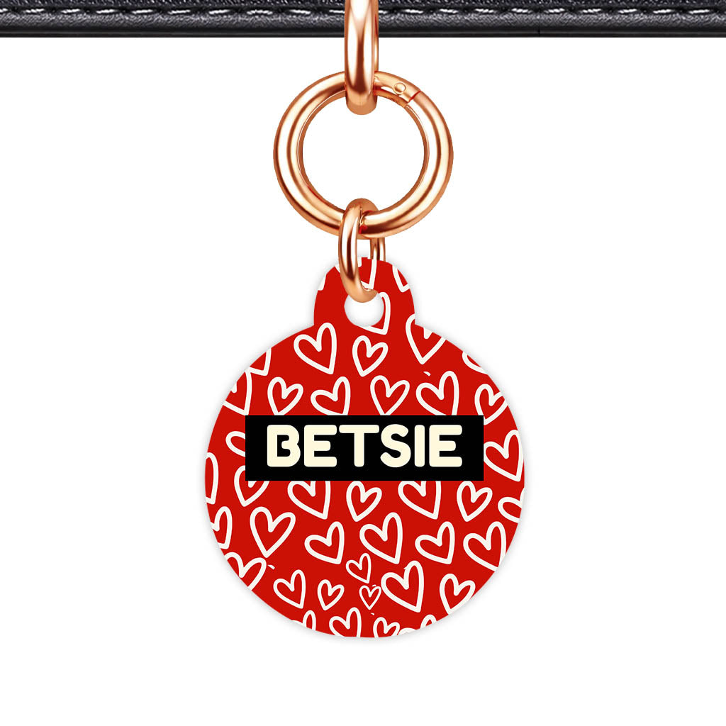 Hearts on Red QR Smart Pet Id Tag Tag (Dog Tag & Cat Tag)