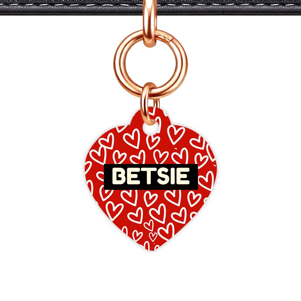 Hearts on Red QR Smart Pet Id Tag Tag (Dog Tag & Cat Tag)
