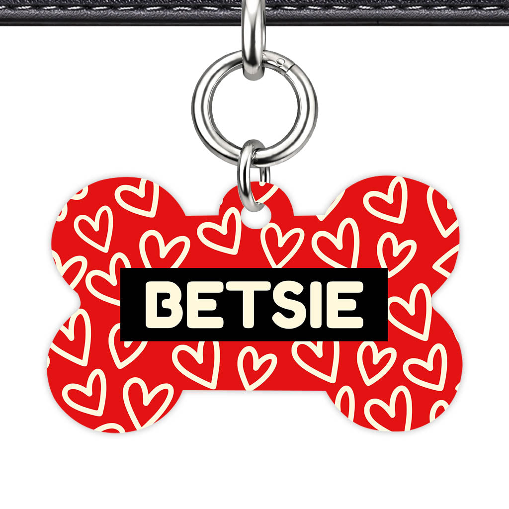 Hearts on Red Classic Pet ID Tag (Dog Tag & Cat Tag)